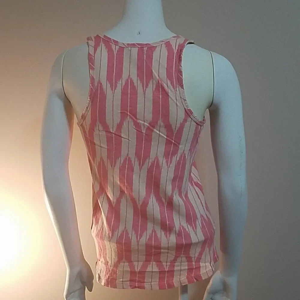 J. Crew Pink & Cream Arrow Patterned Tank Top (S)